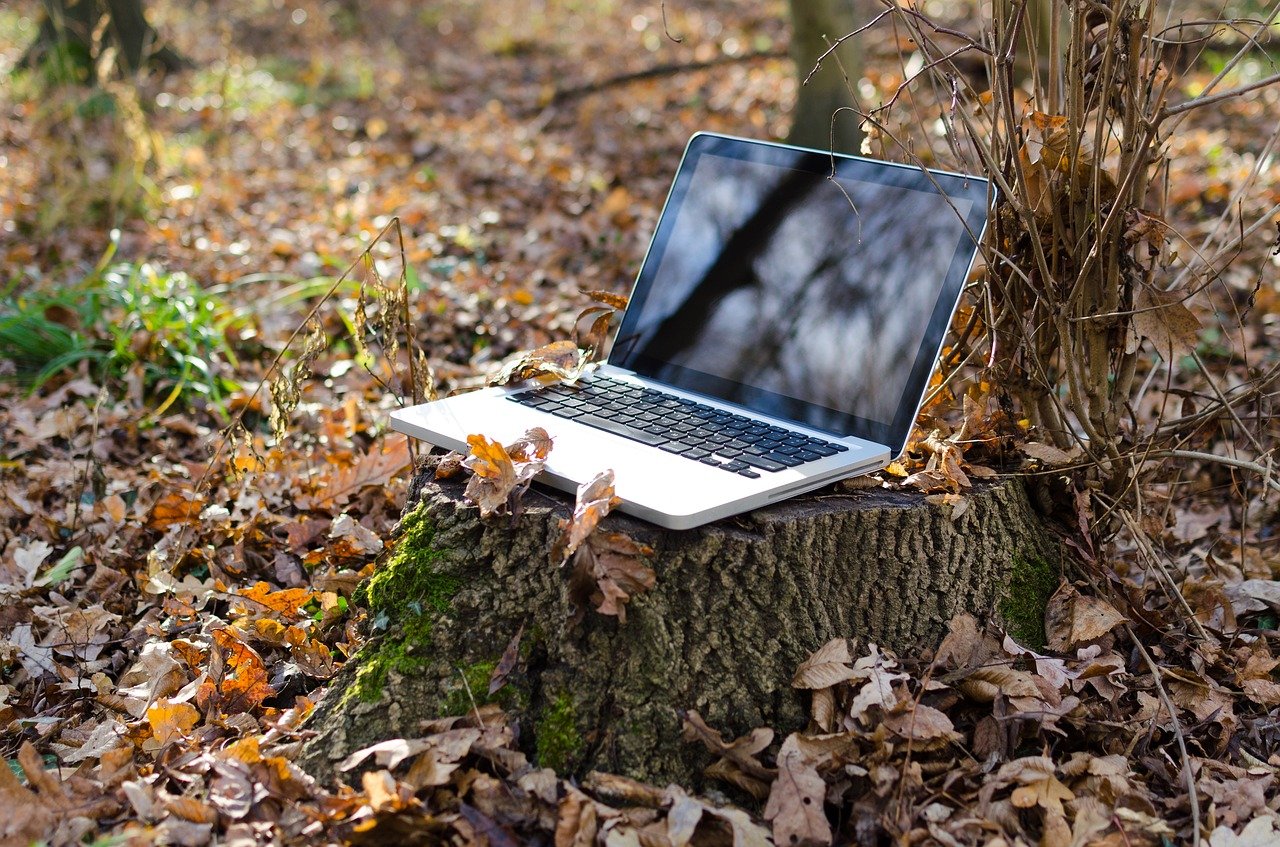 Laptop in a natural environment